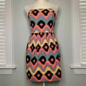 Rachel Rachel Roy Strapless Tribal Aztec Mini Dress Strappy Size 4 Western